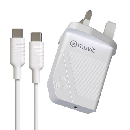 Muvit Eco-Friendly 12W Wall Charger & 1.2M USB-C Cable - White