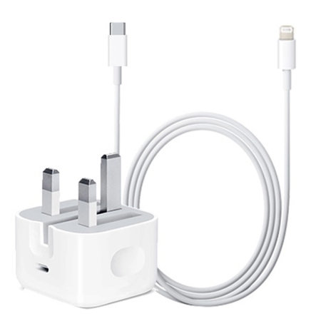Official Apple 20W Mains Charger & USB-C to Lightning Cable For iPads - White