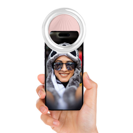 Olixar Smartphone Clip On Selfie Ring LED Light - Pink