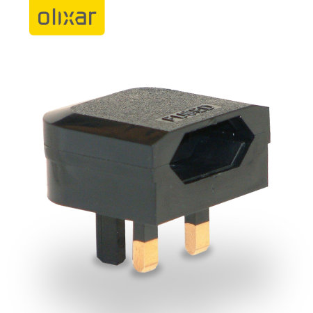 Olixar Travel Adaptor EU - UK (2 - 3 Pin) - Black