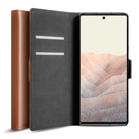 Olixar Genuine Leather Wallet Brown Case - For Google Pixel 6 Pro