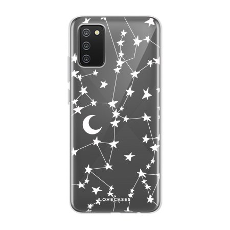 LoveCases Samsung Galaxy A03s Gel Case - White Stars & Moons