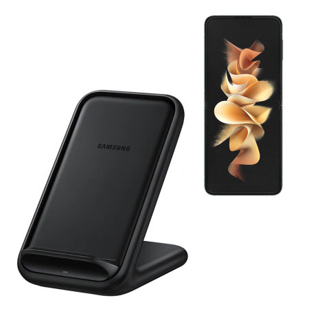 Official Samsung Black Wireless Fast Charging Stand EU Plug 15W - For Samsung Galaxy Z Flip 3