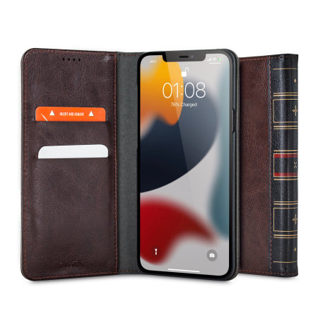 Olixar X-Tome Leather-Style Book Wallet Brown Case - For iPhone 13 Mini