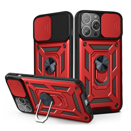 Olixar Armourdillo Ring Stand Red Case - For iPhone 13 Pro Max