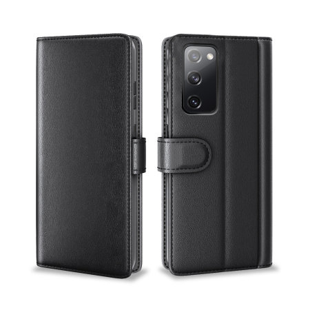 Olixar Genuine Leather Samsung Galaxy S20 FE Wallet Stand Case - Black