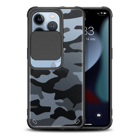 Olixar Sliding Camera Privacy Cover Camo Black Case- For iPhone 13 Pro