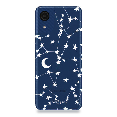 LoveCases Samsung Galaxy A03 Core Gel Case - White Stars And Moons