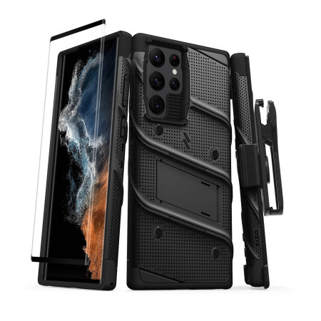 Zizo Bolt Black Case & Screen Protector - For Samsung Galaxy S22 Ultra