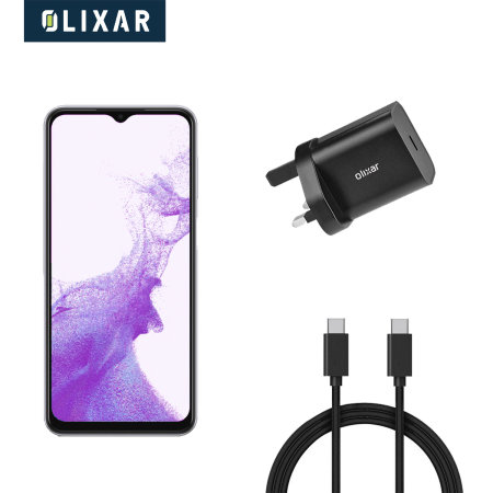 aan de andere kant, D.w.z Zwembad Olixar Samsung Galaxy A23 4G 20W USB-C Fast Charger & 1.5m USB-C Cable