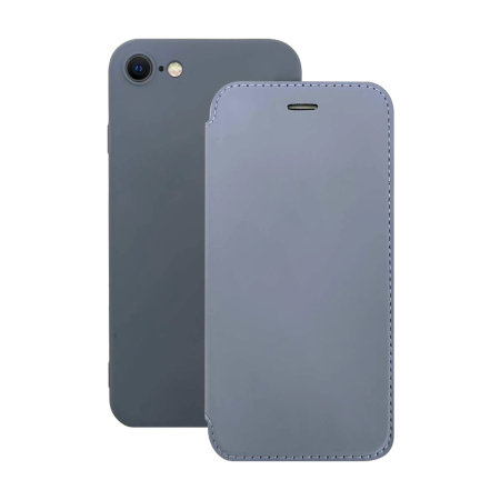 Olixar Soft Silicone Grey Wallet Case - For  iPhone SE 2022