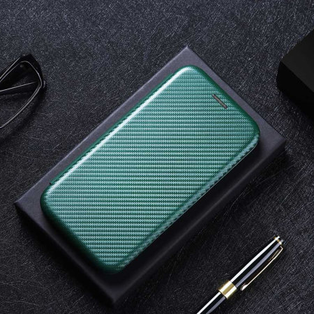Olixar Green Carbon Fibre Wallet Stand Case - For Sony Xperia 1 IV