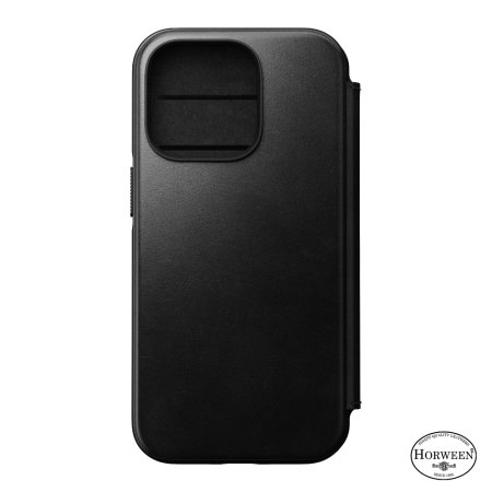 Nomad Horween Leather Modern Folio Black Case - For iPhone 14 Pro