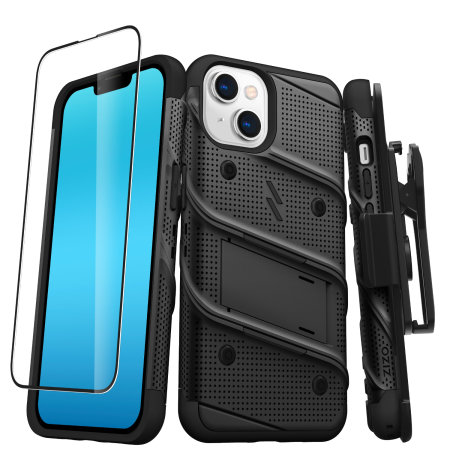 Zizo Bolt Protective Black Case with Kickstand and Screen Protector - For iPhone 14