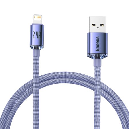 Baseus 1.2m Crystal Shine Fast Charging USB To Lightning Cable - Purple