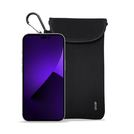 Olixar Neoprene Black Pouch with Card Slot For iPhone 14 Pro Max