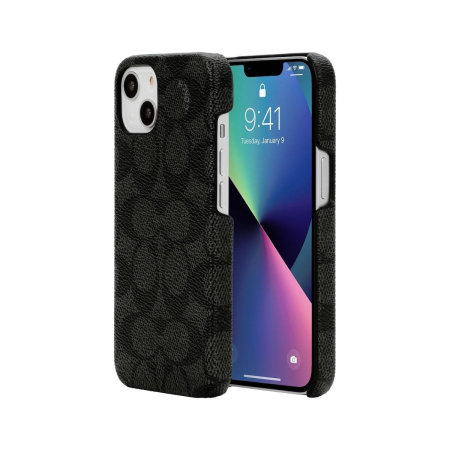 Coach Slim Wrap Signature C Charcoal Black Case - For iPhone 14 Plus