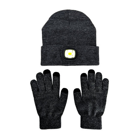 Ultimate Outdoor Bundle: Hat with Rechargeable LED Headlamp Light & Olixar Touch Screen Smart Gloves