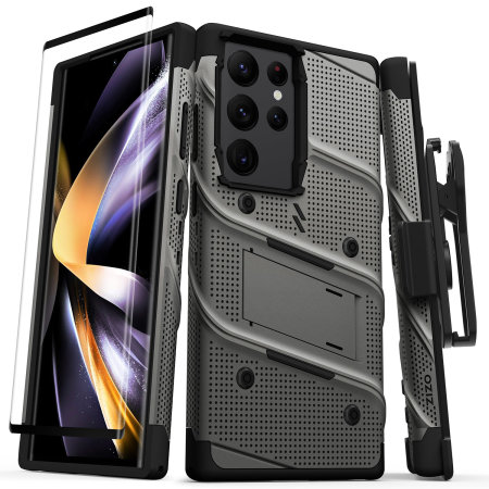 Zizo Bolt Grey Tough Case and Screen Protector - For Samsung Galaxy S23 Ultra