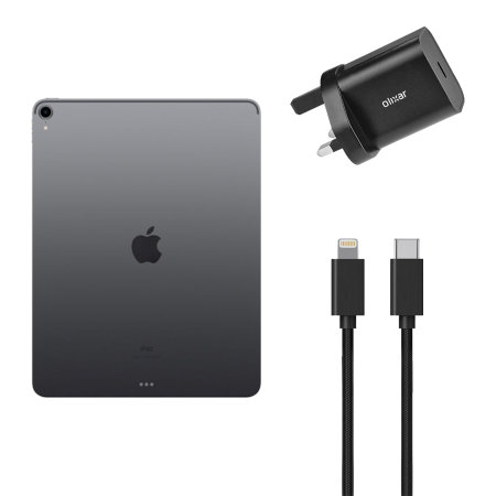 Olixar Black 20W Fast Mains Charger & USB to Lightning 1.5m Cable - For iPad Pro 12.9" 2018