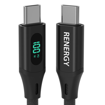 Araree Black 100W USB-C to USB-C 1.2m LED Display Fast Sync and Charge Cable