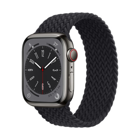 Olixar Black Medium Braided Solo Loop -For Apple Watch Series 8