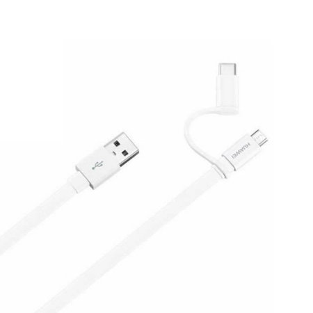 Myre civile postkontor Official Huawei White USB-A to Micro-USB & USB-C Charge and Sync 1.5m Cable