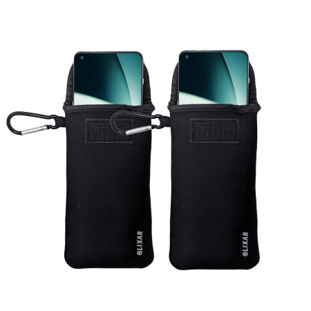 Olixar Neoprene Universal Shock and Impact Resistant Smartphone Pouch with Card Slot - 2 Pack