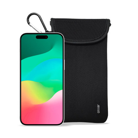 Olixar Neoprene Black Pouch with Card Slot For iPhone 15 Plus