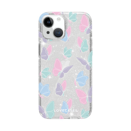 Lovecases Pastel Butterflies Glitter Case - For iPhone 15