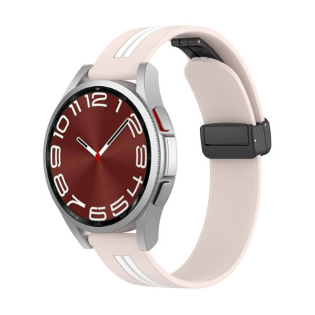 Olixar D-Buckle Pink & White Adjustable Silicone Watch Strap - For Samsung Galaxy Watch 6 Classic
