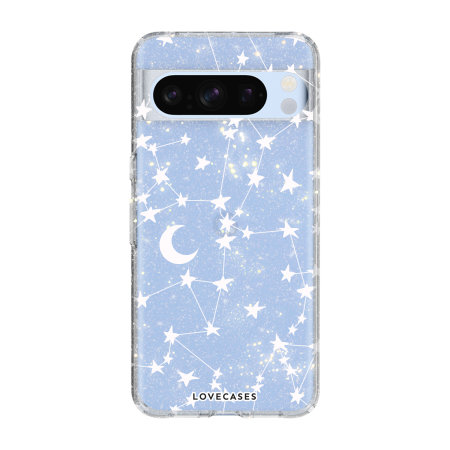 Lovecases White Stars & Moons Glitter Case - For iPhone 15 Pro
