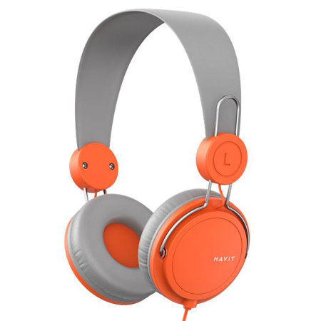Havit Grey & Orange Wired On-Ear Headphones