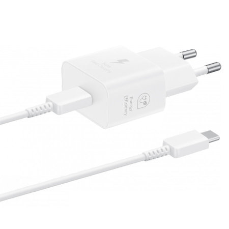 Official Samsung 25W White USB-C EU Super Fast Mains Charger With 1m USB-C Cable - For Samsung Galaxy S23 FE