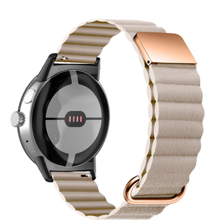 Olixar Beige Genuine Leather Magnetic Band - For Google Pixel Watch