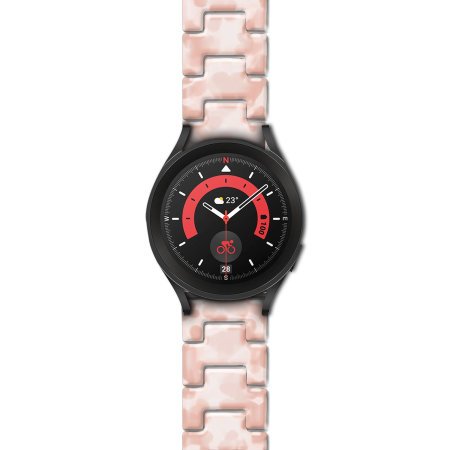 LoveCases Light Pink Tortoise Shell Resin Links Band - For Samsung Galaxy Watch 5 Pro