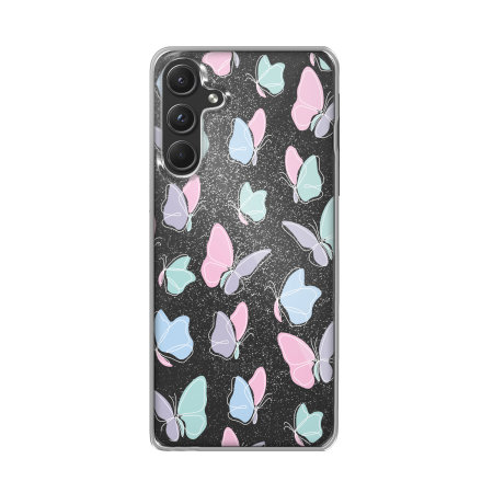 LoveCases Pastel Butterflies Glitter Case - For Samsung Galaxy A55 5G