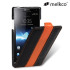 Funda Sony Xperia S Melko Premium Leather Flip Case - Naranja / Negra 1