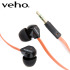 Veho 360 Noise Isolating Earphones with Flat Flex Cord - Orange 1