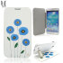 Uunique Poppy Flower Folio Case Galaxy S4 Ledertasche in Weiß und Blau 1