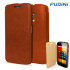 Pudini Leather Style Flip Case for Moto G - Brown 1