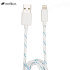 Melkco Braided Lightning Charge and Sync Cable 1M - White and Blue 1