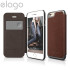 Elago Leather Flip Case for iPhone 6 - Metallic Grey and Brown 1