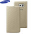 Original Galaxy S6 Tasche Flip Wallet Fabric Cover in Gold 1