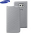 Official Samsung Galaxy S6 Flip Wallet Fabric Cover - Silver 1