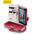 Funda Lumia 640 Olixar Tipo Cartera Estilo Cuero - Roja / Floral 1