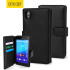 Olixar Premium echte Leren Sony Xperia Z4 Aqua Wallet Case - Zwart 1