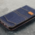 Olixar Denim Fabric iPhone SE Wallet Stand Case - Dark Blue Jeans 1