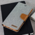 Mercury Canvas Diary Huawei P9 Wallet Case - Grey / Camel 1
