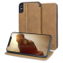 Olixar Slim Genuine Leather Flip iPhone X Wallet Case - Tan 1